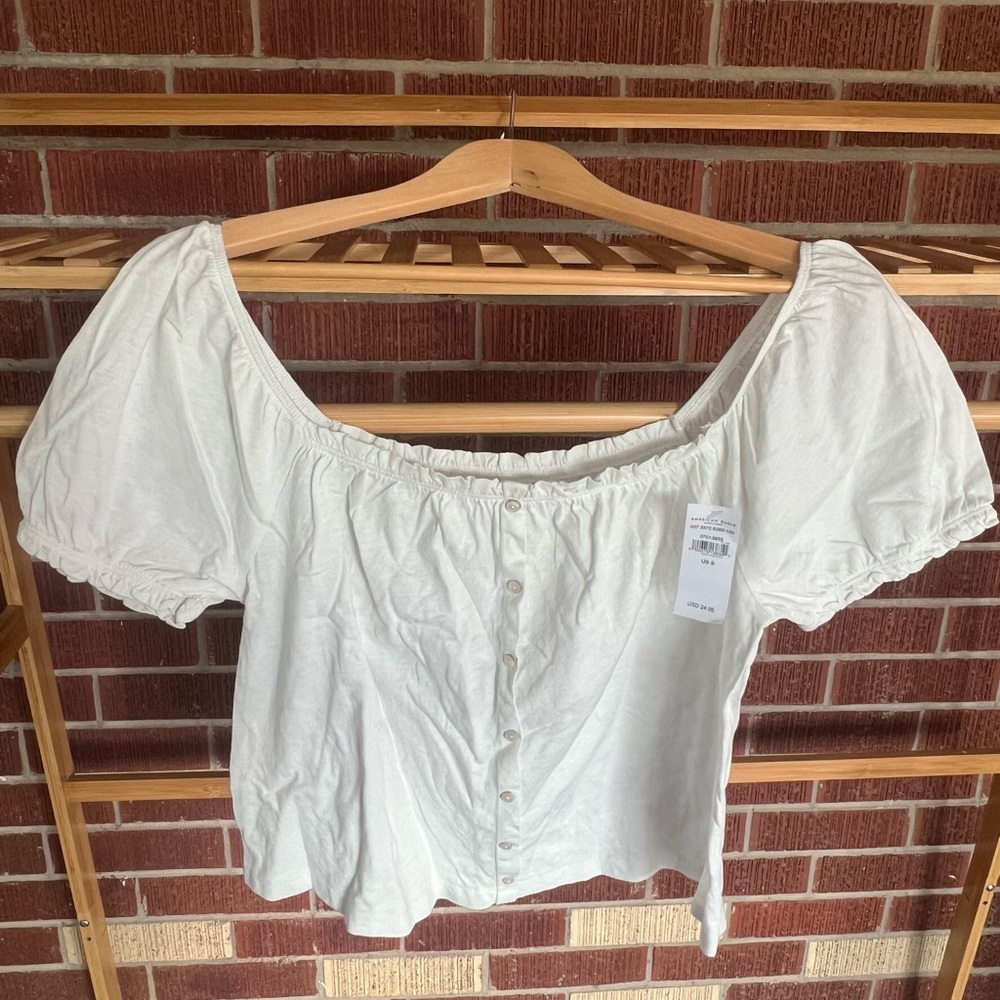 American Eagle NWT white peasant short sleeve blouse